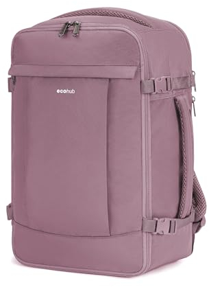 ECOHUB 20L Ryanair Handgepäck 40x20x25, Diebstahlsicher Handgepäck Rucksack, 3D Laptop Rucksack Wasserdicht, Recycelt Reiserucksack Handgepäck Flugzeug, Backpack Damen Herren, Patent Anhängig(Rosa)