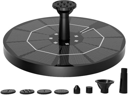 Solar Springbrunnen Für Außen, 3W Solarbrunnen Für Draussen Mit 6 Sprüh Effekten, Solarwasserpumpe Solar Teichpumpe Solar Schwimmender Fontäne Pumpe Für Garten, Teich, VogelBad, Wasserspiel