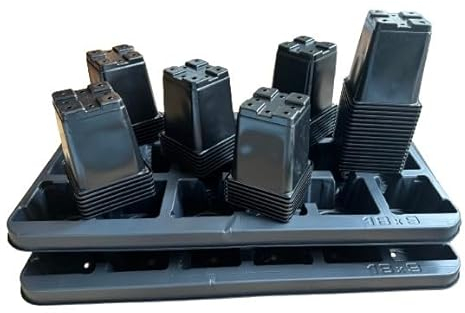 36 Plant Pots Capacity: 0.5 Litres / 9cm x 9cm x 10cm / Square/with 2 Carry Trays