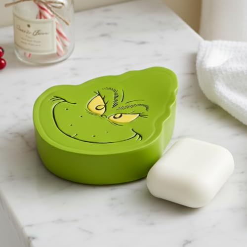 Collectibles Dr. Seuss' The Grinch Holiday Weihnachtsseifenschale aus Kunstharz – Seifen-/Schmuckhalter, offizielles Lizenzprodukt Franco