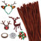 Weihnachten Pfeifenputzer Set, 200 Stück Braun Pfeifenreiniger zum Basteln Chenilledrah Pfeifenreiniger Pipe Cleaner mit Pom Poms,Googly Eyes und Band für DIY Weihnachten Elch Dekoration (Braun)