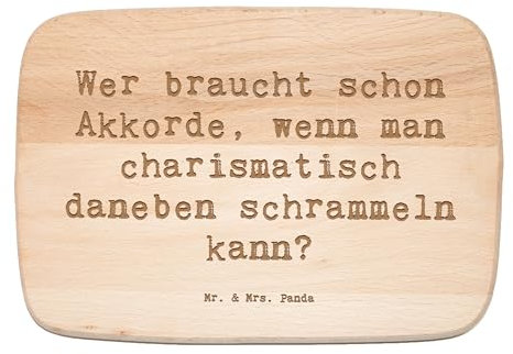 Mr. & Mrs. Panda Frühstücksbrett Spruch Charisma Gitarre - Geschenk, Leidenschaft, handgefertigte Produkte, Küchenbrett, Akustik, Schneidebrett,