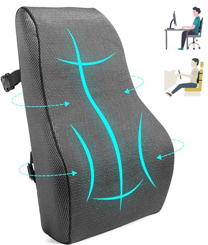 FAOKZE Ergonomisches RückenKissen aus Memory Foam, Memory Foam Rückenkissen für Bürostuhl & Sofa, Rückenkissen Stuhl mit Antistatischem (Grau)