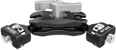 Nitze Braccio Magico Articolato per Telecamera con Doppia Testa a Sfera (Vite da 1/4 a 3/8 con Perni di Posizionamento Retrattili), Magic Arm per Monitor, Luce LED, Microfono, Action Camera - N50-G2