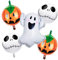 5 Stück Halloween Luftballons Geist Halloween Folienballons Geist Riese, Halloween Deko Geist Helium Luftballons