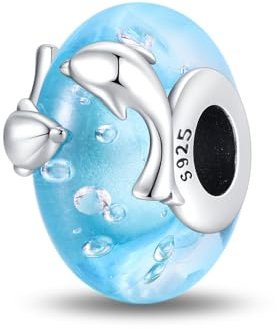 Pandach Dije de plata de ley 925 con cristal de Murano con Pandora Europeo Pulsera Collar,Charms de Para Niña Mujer