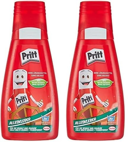 Pritt Alleskleber, schnell trocknender Kleber mit einfacher Anwendung, lösemittelfreier Flüssigkleber für Kinder, 100 g weißer Bastelkleber für viele Bastelmaterialien, 9H PAKA2 (Packung mit 2)