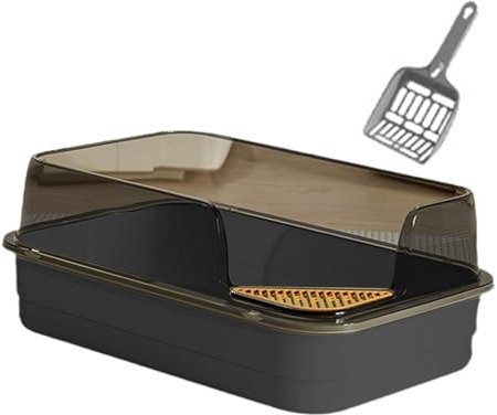 Sharplace Lettiera per Gatti, con sabbiera, Anti-Schizzi, Portatile, Grande, con setaccio per lettiera, Nero