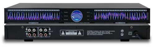 Audio Equalizer Rack Mount Stereo Graphic EQ 1U Dual Channel with 10 Preset Effects and Noise Reduction for Hifi Home Tuning