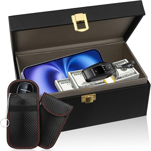 XL Car Key Signal Blocker Box, [Plus 2 Pack Thicker Faraday Pouch] Diyife 10-15 Car Keys Large Capacity Faraday Box Pouch for Car Keys, Phone, Anti-Theft Key Fob Key Protector RFID Signal Blocking Box