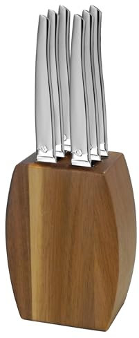 Lou Laguiole Jet Sablé - Bloc bois d'acacia 6 couteaux steak