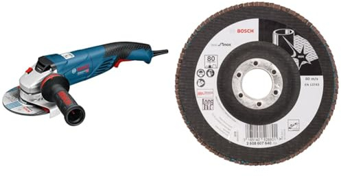 Bosch Professional Winkelschleifer GWS 18-125 SPL (inkl. ) + Fächerschleifscheibe X581 Best for Inox 125mm Korn 80, 1 Stk.
