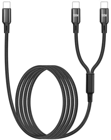GELRHONR Cable de carga rápida multi usb c 100w gelhonr 4ft, cable separador usb c a c 2 en 1 de nylon, cable de cargador doble tipo c con almohadilla, ordenador portátil, tableta y más