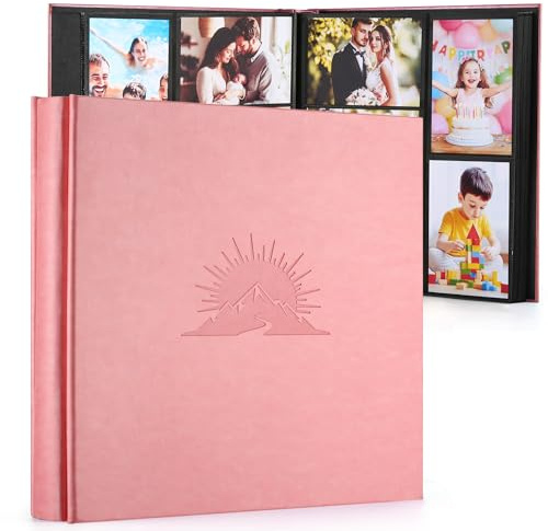 DazSpirit Fotoalbum 10x15 600 Fotos, Einsteckalbum mit Lederhülle & eleganter Prägung, Großes klassisches Fotobuch zum Einkleben für Hochzeit, Jubiläum, Baby und Familie