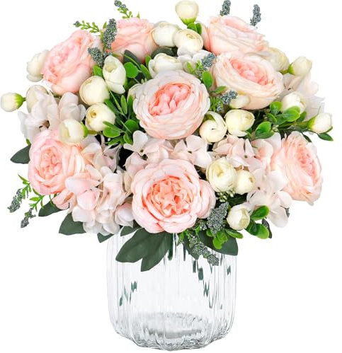 SOMYTING 2 fasci di peonia, fiori artificiali, peonia, fiori artificiali, fiori di ortensia, peonie in seta, per matrimoni, decorazioni da tavolo (cannella rosa)