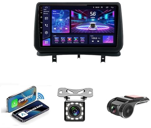 RUCERU Android 14 9 Pulgadas Radio Coche con Pantalla Táctil para Renault Clio 3 2005-2014 Conecta Y Reproduce Soporte Dab Mandos De Volante 4G WiFi Bluetooth RDS/USB/FM/Am(NF-2 WiFi 2G+32G)