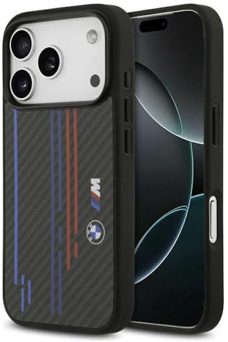 CG MOBILE BMW M Kevlar-Linien & Logo kompatibel mit Mag Safe Hülle für iPhone 17 Pro (Schwarz)