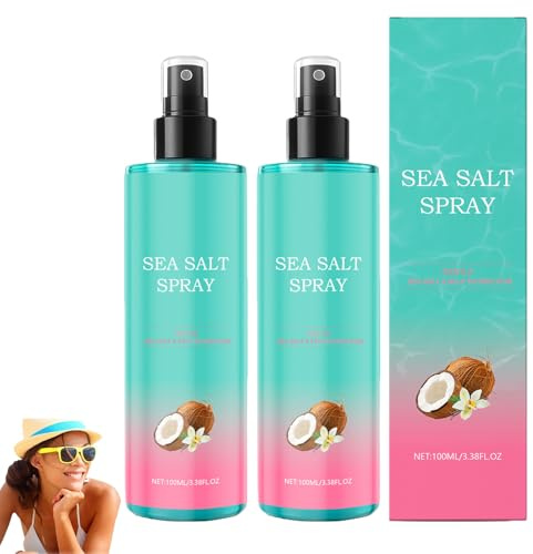 Sea Salt Spray for Hair, Coconut Sea Salt Water Texture Spray, Lightweight Hold, Improve Frizzy & Volumizing, Natural Finishing Holding, Volumizing, Non-Greasy, Coconut Aroma for All Hair (2pcs)