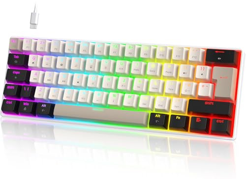 UrChoiceLtd MK21 Clavier de Jeu, 60% Clavier Mécanique Filaire, 61 Touches Compact Layout UK, Hot-Swap, Éclairage RGB, Anti-Ghosting, Interrupteur Rouge pour PC,MAC,Joueurs,Bureau - Étoile Blanche
