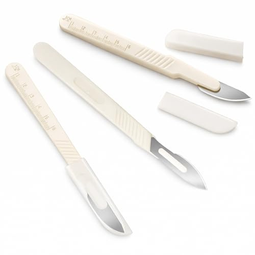 BINKUOMCG Bread Lame Professional Dough Scoring Knives with Built-in Ruler & Sharp Blade for Artisan Bread & Sourdough - Bread Slashing Tool (White, 3 PCS)