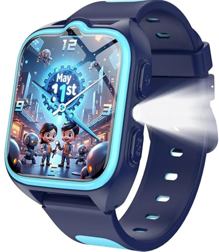 IOWODO Smartwatch Kinder mit GPS, Uhr mit 4G-Anruffunktion & SOS-Notruf, 800mAh 5-Tage Akku, Wasserdicht IP67, Schulmodus & Lernspiele, Kinderuhr für Junge und Mädchen