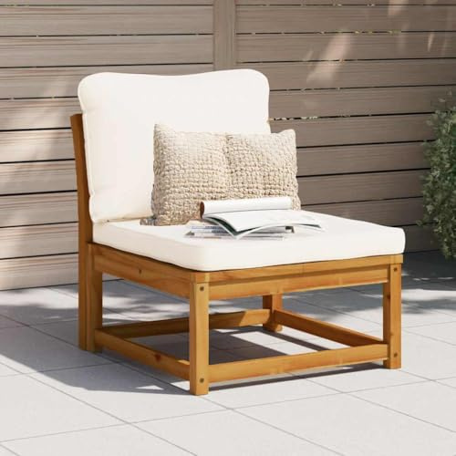 mtlskopl Gartensofa Akazie 63x73x65 cm cremefarbene Kissen modernes Balkon-Lounge-Sofa wetterfestes Holz-Outdoor-Couch für kleine Terrassen Wintergärten und Dachterrassen