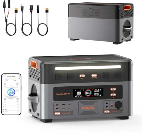 3600W (7200w Picco) Centrale Elettrica Portatile, 2160Wh Generatore Solare con Batteria LFP, Ricarica 80% in 45min, 14 Porte, Portable Power Station per Casa, Campeggio, Camper, PowerMax 3600PE