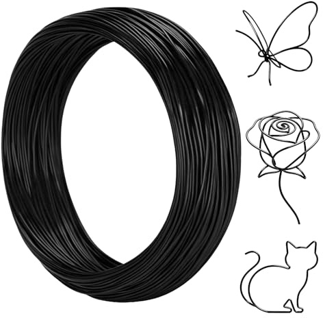 KINGLAKE Basteldraht 1mm, 50M Draht zum Basteln, Aludraht Biegen, Silberdraht Metalldraht für Schmuckherstellung, Skulpturen DIY, Fahrradmodelle, Schwarz