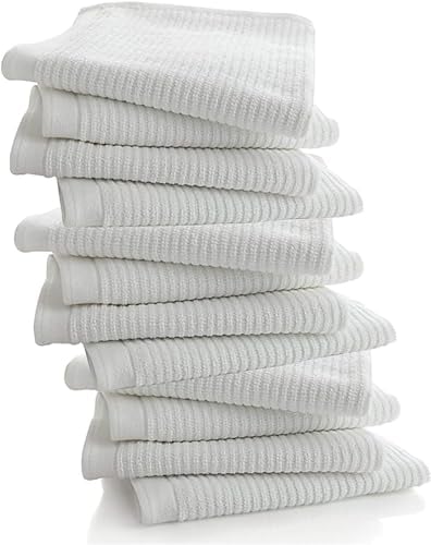 Living Fashions Bar Towels Bar Mop Cleaning Kitchen Towels (12 Pack,16 X 19”) Ring-Spun Cotton Shop Towels and Rags Bulk Bar Mop Set 16” x 19” White