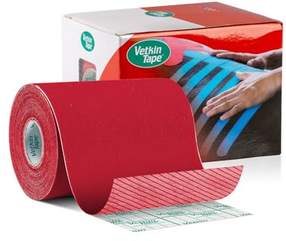 VetkinTape® Kinesiologie Tape für Tiere - Rot (10cm*5m) | 1 Rolle Kinesiotape für Pferde und Hunde | Latexfrei und TÜV-zertifiziertes Kinesiotapes | 25%+ stärkere Acryl-Klebeschicht