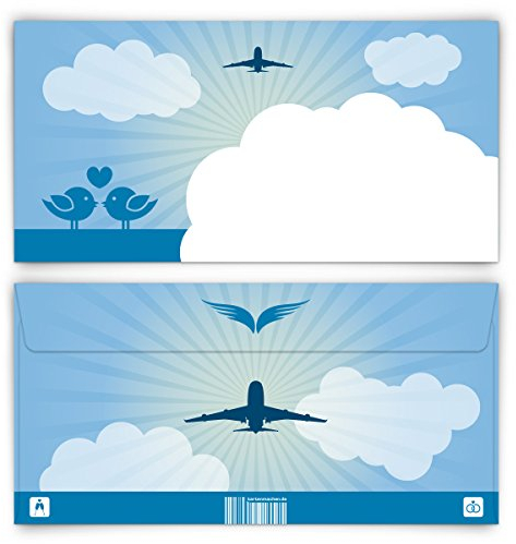 80 x Briefumschläge DIN Lang 220 x 110 mm First Class Flugticket Blau Selbstklebend ohne Fenster