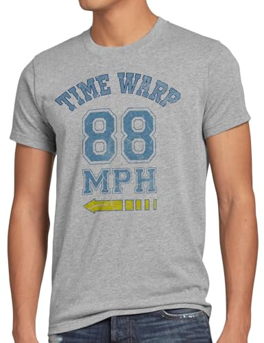 style3 Time Warp 88mph Herren T-Shirt Zukunft Marty Gamer College, Größe:M, Farbe:Grau meliert