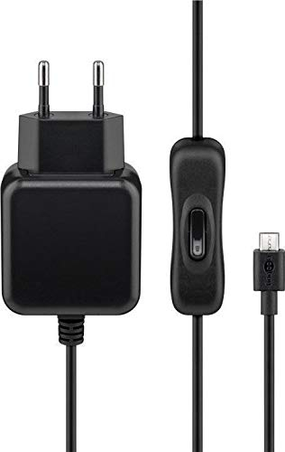Goobay 66746 Bloc d'alimentation Micro USB 2,5 A avec Interrupteur Marche/arrêt, Chargeur, câble de Charge pour Raspberry Pi