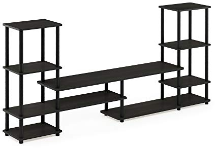 Furinno Turn-N-Tube Grand Entertainment Center, TV Unit, TV Stands, Espresso/Black