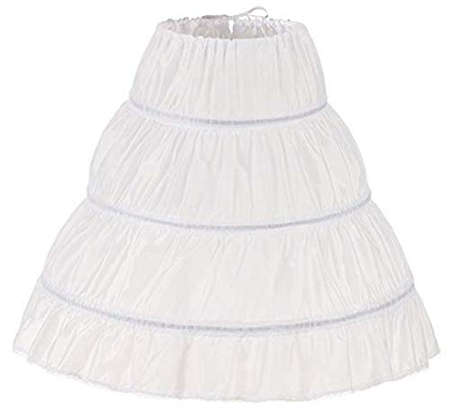 MEITEMEI Kinder Reifrock A Linie 3 Ringe Petticoat Unterrock Mädchen Lang Prinzessin Kleid Halb Slip (2-6 Yrs,Length 21.65, Weiß)
