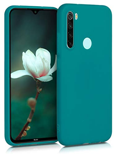 kwmobile Funda para Xiaomi Redmi Note 8 (2019/2021) Carcasa - Ultrafina de TPU y Silicona con Bordes elevados anticaídas - petróleo Mate