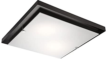 Licht-Erlebnisse Deckenlampe eckig Braun Holz Glas blendarm flach quadratisch E27 Deckenleuchte Wohnzimmer Flur