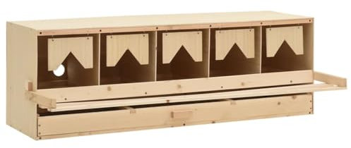 vidaXL Kiefernholz Massiv Legenest Hühnernest 5 Fächer für kleine Hühner Legenester Abrolllegenest Abrollnest Abroll-Legenest 117x33x38cm