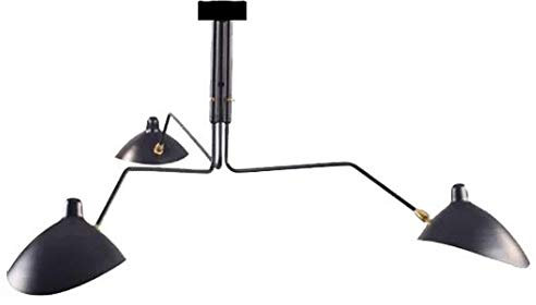 Zozmy Plafoniera Stile Country Lampada Industriale Vintage Retrò Creativo 3 Fiamme Orientabile Braccio Lungo Lampada da Soffitto Metallo Girevole Nero Paralume E27*3 Luci del Soggiorno,C