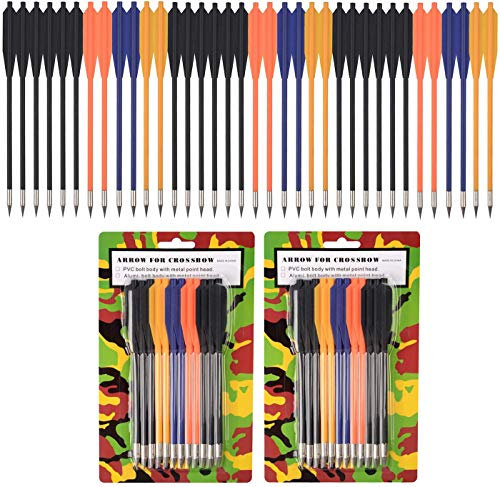 PMAM Kunststoff Armbrust Bolzen Pfeile 6,5 Zoll Stahl Pfeilspitze Jagdpfeile für 50-80lbs Pistole Armbrust (24er)