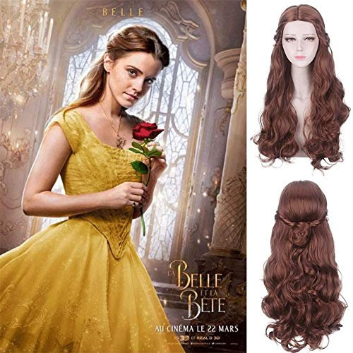 Die Schöne und das Biest Prinzessin Bella Perücke Cosplay Kostüm Frauen Langes welliges es Kunsthaar Halloween Party Rollenspiel Perücken PL-703