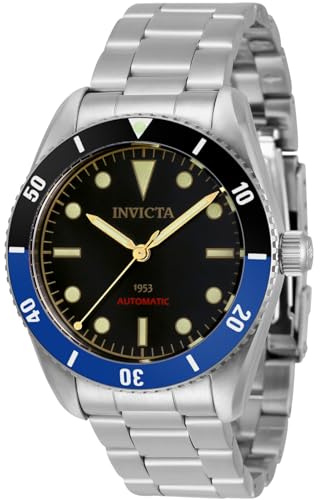 Invicta Vintage Pro Diver 34333 Herren Uhr - Wasserdicht - Analog - Automatikuhr - Edelstahl mit schwarzen zifferblat - 40mm