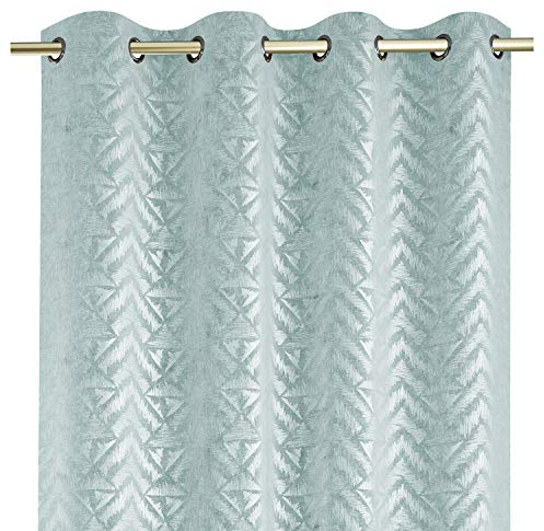 AmeliaHome Blackout Vorhang 140x250 cm 1 St. Ösenschal Verdunkelungsvorhang Blickdicht Glamour Velvet Navia Minze Silber