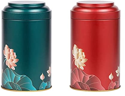 WINOMO Tea Tins Airtight Multi Use Portable Metal Jar Container Rustic Vintage Farmhouse Container Decor for Flour Sugar Coffee Tea Storage 2pcs