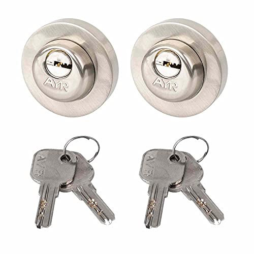 AYR 10353 Picaportes y cerraduras para puertas. Sistema CLOSE sobre manillas con roseta, Níquel satinado, 51mm de diámetro