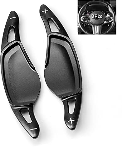 HIBEYO 2 Stücke Lenkrad Schaltwippen Verlängerung Paddles Lenkrad für BMW 5er G30 G31 G38 7er G11 G12 3er G20 X3 G01 X4 G02 X5 G05 6er G32 GT Ersatzsatz Shift Paddles Schalthebel Shifter Schwarz