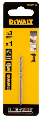 DEWALT DT20514-QZ DT20514-QZ-Broca Black & Gold 3 mm, Silver