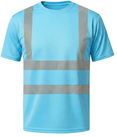 HYCOPROT High Visibility Reflective Safety Shirts Moisture Wicking Mesh, Quick Dry Breathable Lightweight Reflective Tee