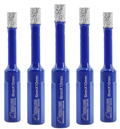 SHDIATOOL Broca de Diamante 5PC 6mm Sierra Perforadora de Vástago Triangular Porcelana Cerámico Azulejo Granito Mármol