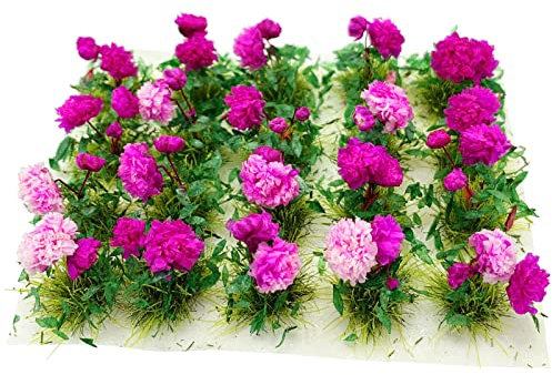 PrettyLife Lot de 20 touffes de fleurs miniatures pour maison de poupée, jardin féérique, simulation de paysage statique (rose)